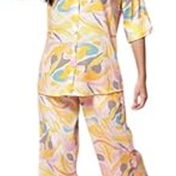 Women's Abstract Printed Co-Ord Set – Full Sleeve Collared Button-Down Shirt & Straight-Leg Pants, Trendy Casual & Vacation Wear-10