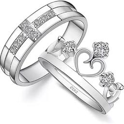 Trendy Heart Crown & Cross Design Adjustable Couple Rings-image-25