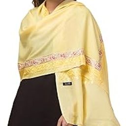 Exclusive Kashmiri Embroidery Shawl/Stole for Women, Solid color with Embroidered Border, Warm and Stylish Warp for Winters, Medium Size-image-10