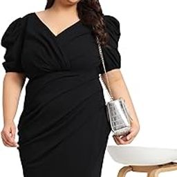 Women Plus Size Western Clubbing Dress | Stretchable Bodycon | Wrap| Stylish Western | (Black, Size : 3XL to 10XL)-image-29