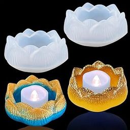 BRIGHTAIL INFRA Molds Silicone, 1 Pc Tealight Candles Holders Silicone Molds for Resin, Lotus Flower Candlestick Epoxy Casting Molds for DIY Crafts Jewelry Box, Trinket Container, Home Table Decoration-image-4