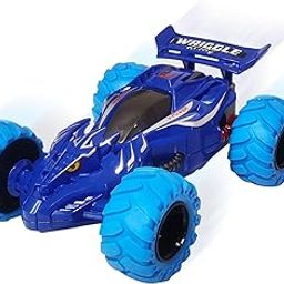 FunBlast Racing Car Toy for Kids - Friction Powered Cars for Boys, Push and Go Monster Truck for Kids, 360° Rotating Stunt Vehicles for 3+ Years Children, Boys, Girls Toddlers (Blue)-image-75
