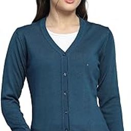 Womens Solid Teal Blue V Neck Full Sleeve Cardigan_1242738VN-9089-picture-23