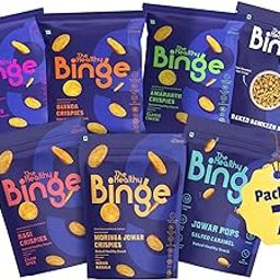The Healthy Binge| Try Them All Pack| Baked not Fried Chips| As seen on Shark Tank India| Healthy Snacks| 0% Cholesterol| High Protein & Fiber | No MSG| Pack of 7-12