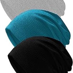 apsra ls Unisex Cotton Stretchy Beanie and Skull Cap for Summer, Winter, Autumn & Spring Season Men & Women L278 2017 (Free Size, BLK_TBL_Gry_Combo Pack of 3)-picture-6