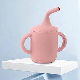 TONY STARK Baby Sipper Bottle for 6month+, Silicone Tumbler Bottle with Straw, Kids Water Bottle with Twin Handles, Durable Straw Cup for Babies (Peachy Pink Puff)-12