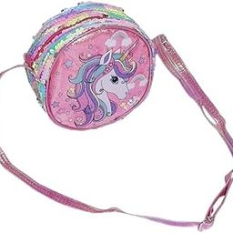 Glitter Unicron Sling Bag for Kids Girl, Cartoon design Holographic Sequen Sling Bag-image-98