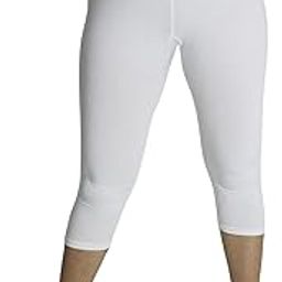 Women's Short Sport Capri Leggines for Gym Workout for Girls for | 3/4Th Cotton Plain Capri Pants | Comfortable & Breathable Fabric | White | 5XL-image-83