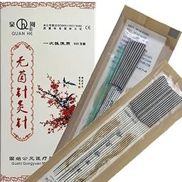 Sterile Acupuncture Needles, 500 Pieces, Single Use with Guide Tube, for Physiotherapy (25 * 25)-30