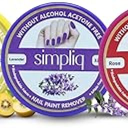 Simpliq Nail polish Remover, With Castor Oil & Vitamin E, Strengthens Nails, Thinner for Nail Paint Remover, Travel-Friendly (lavender, Rose & Gold kiwi) [ 32 wipes each ]-image-15