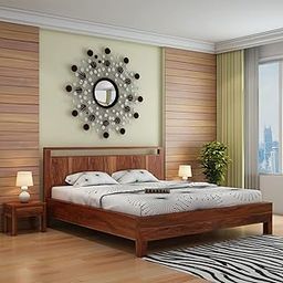 EBANSAL Solid Wood King Size Bed for Bedroom | Wooden Furniture Crafted from Premium Sheesham Wood | Elegant Bedroom Double Bed Without Storage | Brown Finish (83.75X78.75X41.3 Inches)-picture-8