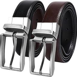 Reversible Vegan Leather Belt for Men with Easier Adjustable Autolock Buckle 2 in 1 Adjustable Belt Fit Everywhere Formal & Casual With Elegant Gift Box (Black & Brown) - Pack of 1-10