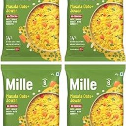 Mille Masala Oats + Jowar, Made with Oats, Jowar, Barley with Carrots, 14% of your Daily Fibre, Ready in 6 Minutes, Travel Friendly Pack of 4 x 40g-11