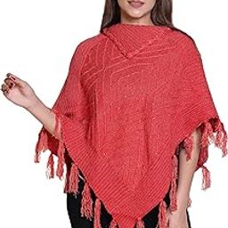 Stylish Woolen Poncho Best Colour Variations Easy To Wear And Enjoy Party Front Side Moti Self Design (Pack Of 1)-image-1
