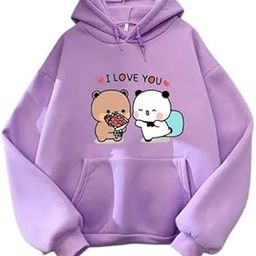 Cartoon Printed Hooded Neck Long Sleeves Sweatshirt with Kanagroo Pocket Hoodie-image-91