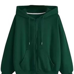Fleece Women's Full Sleeve Zip-Through Hoodie | Jacket for Women | Breathable, Solid Color Hooded Jacket with Front Zipper Closure (IN, Alpha, Small, Regular, DARK GREEN)-24