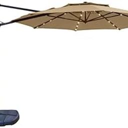 Garden Winds Replacement Canopy Top Cover for the Simply Shade 11ft LED Umbrella - Upgraded Fabric Riplock 500 - Will Fit Models AG45RLD-LS-3, AG45RLDT2-LS-2, AG45RLDT2-LS-1, Beige, 11ft, Garden-image-26