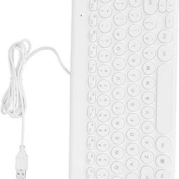 Travel Keyboard, USB Keyboard Ergonomic Design Wired 78 Keys for Home for Travel for Office White-image-96