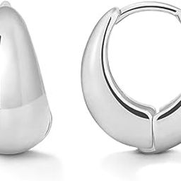 FASHIONS 18K Silver Plated Hypoallergenic Piercing Kaju Kan ki Bali Hoop Earring Dainty Chunky Huggie Baali Stud Earrings for Girls Women-image-61