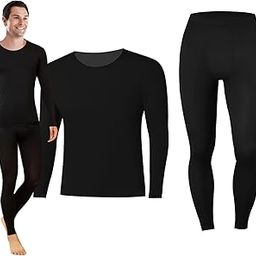 Men's Ultra Thin Elastic Thermal Base Layer Underwear Set, Long Sleeve Top & Bottom Pajama Set-image-33