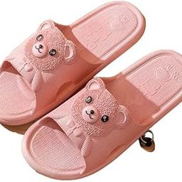 Slippers For Women Happy Bear Design Flip Flops Chappals Slides Sandals Stylish Sleeper Girls Ladies | Pink | Size 6-picture-49
