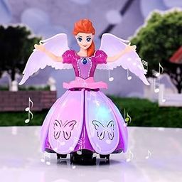 HK Toys Electric Light & Music Dancing Doll Toy for Girls and Babies, 360 Rotation, Bump 'n' Go, Big Size Dancing Angel Doll for Kids, for Ages 2-9, (Pink & Purple)-image-6