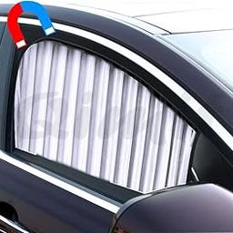 KUST Universal Fit Magnetic Car Side Window Privacy Sunshade, Removable Car Sun Shade Side Window Curtains, Magnet Pleated Curtains for Window (4PCS) (Silver)-image-75