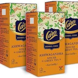 CARE Ashwagandha Immunity Booster Spiced Herbal Green Tea, 75 Bag (3 Packs x 25) | Organic Desi Kahwa with Tulsi & Ginger | Whole Loose Leaves Blend | Ayurvedic Indian Kadha for Detoxification-image-39