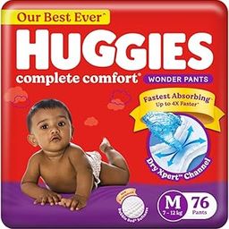 Huggies Complete Comfort Wonder Pants Medium(M)Size Baby Diaper Pants,76 count,(7-12kg) with 5 in 1 Comfort-21