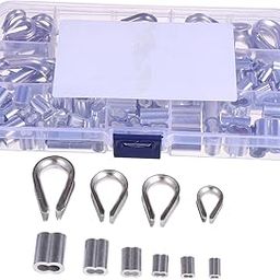 Anneome 240pcs Wire Rope Crimp Sleeves Double Sweetheart Parts for Fishing Wedding and Purpose Cable Use-image-30