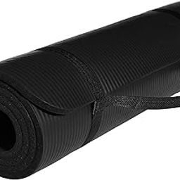 STRAUSS Extra Thick Yoga Mat with Carry Strap | Exercise Mat for Women and Men | Anti-Slip, Lightweight & Eco-Friendly Material | Gym Mat Ideal for Home & Gym Workout | 13MM, (Black)-5