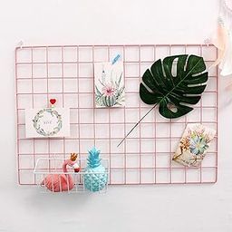 Steel Grid Photo Frame for Wall Clip Holder Photo Frame,Multi Functional Creative Mesh Wall GridIron hanging frame for home Decoration,wall,collage photo, key,1pcs Frame (30&30cm Pink)-0