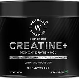 Wellbeing Nutrition Creatine Monohydrate + HCL Micronised Powder in 2:1 | Rapid Absorption | Enhanced Muscle Strength, Recovery, Power & Cognition | For Men & Women Unflavoured 100g, 33 servings-17