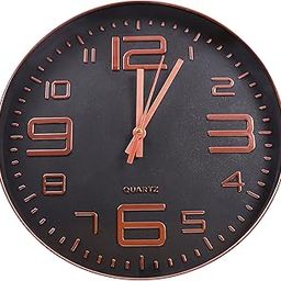 Urban Heaven: Style Your Home, Elevate Your Life- Round Silent Quartz Wall Clock Modern Plastic Clock for Living Room, Bedroom Kitchen & Office Big Bold Numbers Stylish & Noise-Free Home Decor Copper-22