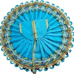 Wagha Light Blue Dress for Laddoo Gopal Krishna Bhagwan, Size 5, with Gold Sequin Border-image-40