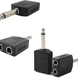 fdealz® [ 4 Pieces ] 6.35 mm Mono Audio Connector 1/4 inch Male Plug to 2x 6.35mm Female Jack Headphone Socket Microphone Y Splitter Converter-picture-26