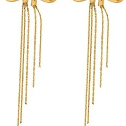 Gold Bow and Tassel Drop Earrings for Women - Gold Plated, Waterproof & Anti Tarnish Earrings | Gift For Women & Girls | Durable, Lightweight, & Comfortable Jewellery for Women-image-31