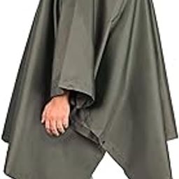 HACER Poncho Raincoat Waterproof Rainwear Adult Lightweight Hooded Unisex Cape for Hiking Camping Emergency- Khaki-image-96