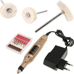 DIY Crafts Nail File & Drill Kit | Protable Mini Electric File Nail Drill Manicure Machine Kit Set EU Plug + Silver Colour, Colour, Wool Polishing Buff Wheel Buffing Wheels Rotary Tool Accessories Polish (Buff Wheel)-11