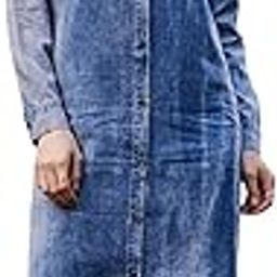 Blue Acid Wash Tencel Maxi Shirt Dress-image-2