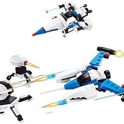 RVM Toys 2 in 1 Building Blocks Set 142 Pcs Plane Space Ship Robots Fighter Jet Educational Construction Learning Brick Toy for Kids-image-3
