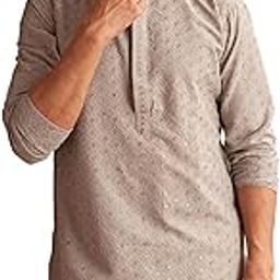 Embroidered Cotton Kurta With Pyjama for Men-image-4