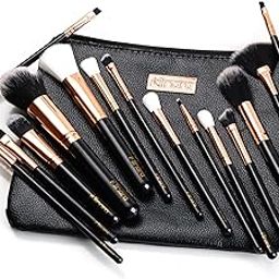 Minara Makeup Brush Set Of 15 With Easy To Carry Pouch (Black) | Travel Size Cosmetic Brushes Kit For Face Foundation Brush Eyeshadow With Storage | Makeup Pouch For Women |-14