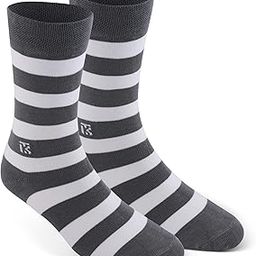 Crew Length Sports Socks, Steel Grey with White Stripes, Pack of 2-image-96
