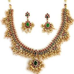 Aryavansh Reversible 2 in 1 Lakshmi Pendant Gold Beads Mohan mala haram Fashion Temple Jewellery pendant set Wedding Jewellery Necklace for Women and Girls-image-79