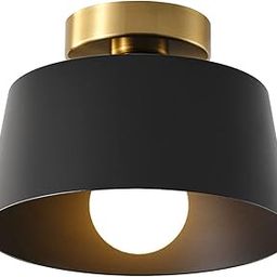 Ceiling Light Fixture Hallway Ceiling Light Modern Simple Style Patio Lighting Fixtures with Gold Plate and Matte Black Shade Semi Flush Mount (Black)-picture-29
