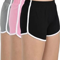 Shorts for Women or Half Lower for Women for Gym, Yoga, Running, Cycling, Morning walk Pack of 3, Grey, Pink, Black-53
