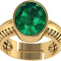 9.00 Ratti Natural Emerald Ring (Natural Panna/Panna Stone Gold Ring) Original AA+ Quality Gemstone Adjustable Ring Astrological Purpose for Men Women by Lab Certified-image-80