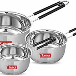 Camro Sauce Pan for Tea 1.5+2.3+3 Liters Set of 3 | Saucepan Induction Base/Bottom Deep Sauce Pan | Stainless Steel Sauce Pan | Gas Stove Compatible |Tea Pan, Milk Pan, Sauce Pot Milk Boiler-picture-18