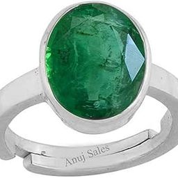 15.25 Ratti / 14.00 Carat Certified/Emarald Precious Gemstone German Silver Adjustable Ring for Astrological Purpose for Men and Women by Lab Certified-image-45